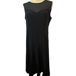 Maya Brooke Illusion Neckline Gown, Swirl Glitter Detail, Midnight Blue, Size 8